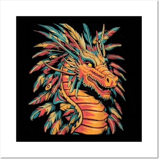 Golden native American dragon Posters and Art